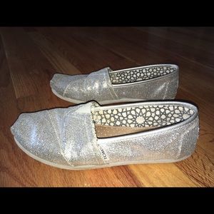 Silver Glitter Toms Flats